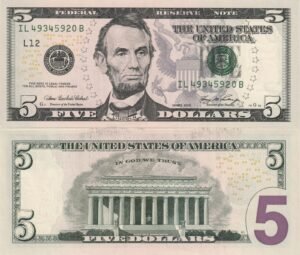 Counterfeit USD $5 Banknotes